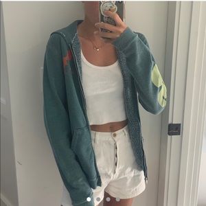 Teal green freecity zip up
